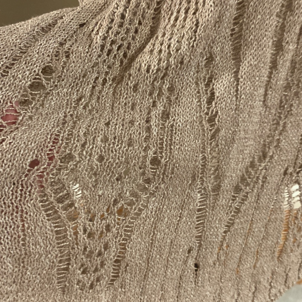 Simply Vera by Vera Wang Taupe Crochet Knit Sweater Women's Size XL - Picture 3 of 6